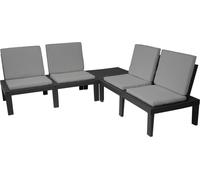 Conjunto de muebles de jardín ProGarden, color gris, de 5 piezas. Juego de salones con cojines