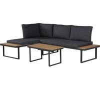 Conjunto de muebles de jardín, sofá esquinero de imitación madera "liora" - 4 plazas - gris