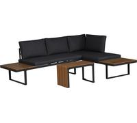 Conjunto de muebles de jardín sofá rinconera modular "sylva" acabado imitación madera - 4 plazas - gris