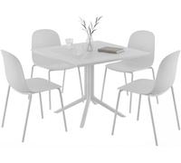 Conjunto de muebles de jardín zeron con 4 sillas metal blanco 182x186x85 cm