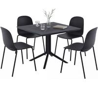 Conjunto de muebles de jardín zeron con 4 sillas metal negro 182x186x85 cm