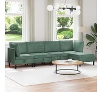 Conjunto de muebles de salón 5 piezas verde mar terciopelo, sofá moderno con asientos acolchados y almacenamiento, Fusion terciopelo y madera contrachapada, diseño ergonómico cómodo, mantenimiento
