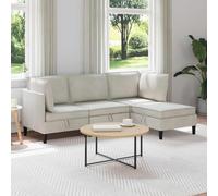 Conjunto de muebles de salón de 4 piezas de terciopelo crema, sillón y sofá acolchados con almacenamiento, estilo moderno minimalista, estructura ergonómica de madera contrachapada, carga máxima 110