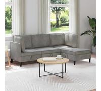 Conjunto de muebles de salón de 4 piezas gris claro aterciopelado, sillón y sofá de terciopelo gris con almacenamiento, moderno y cómodo