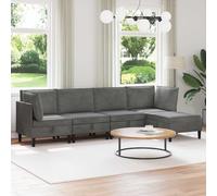 Conjunto de muebles de salón de 5 piezas gris oscuro aterciopelado, sofá moderno con asientos acolchados y almacenamiento, estructura ergonómica de madera contrachapada, cómodo y fácil