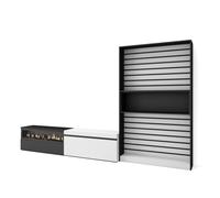 Skraut Home | Muebles de Salón para TV | Conjunto de Muebles Comedor | 210x186x35cm | para TV hasta 80" | Chimenea eléctrica | Estilo Moderno | Blanco y Negro