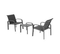 Conjunto de muebles elyn exterior jardín terraza 3 piezas estilo contemporáneo color gris antracita y grafito