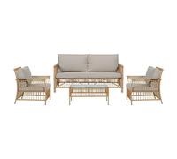 Conjunto de muebles Neel (4 pzs., Acero/Ratán sintético, Natural/Beige)