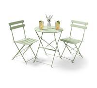 Conjunto de muebles para balcón orion mesa redonda y 2 sillas en color verde fresco