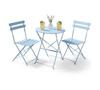 Conjunto de muebles para balcón orion mesa redonda y 2 sillas en elegante color azul