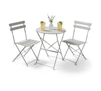 Conjunto de muebles para balcón orion mesa redonda y 2 sillas en elegante gris