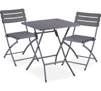 Conjunto de muebles para balcón Relaxdays, de 3 piezas, con aspecto de madera, color gris