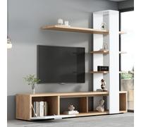 Conjunto de muebles para el dormitorio - Mueble para televisión - Mueble de pared - Mueble multimedia - Conjunto de armarios - Blanco - Apto para televisores de hasta 152,4 cm