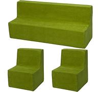 Conjunto de muebles para ninos: 2x sillón+sofá relajante (color: verde)
