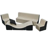 Conjunto de muebles para ninos: 2x sillón+sofá+sofá cama relajante (color: beige-gris)