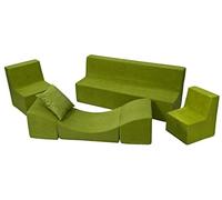 Conjunto de muebles para ninos: 2x sillón+sofá+sofá cama relajante (color: verde)