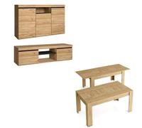 Conjunto de muebles para sala de estar "Naturale" – aparador, mueble bajo para televisión y mesa de comedor