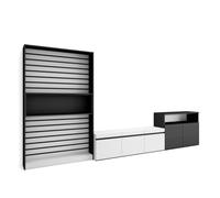 Conjunto de muebles Skraut Home, para Salón, Estantería y organización, Mueble TV con tres puertas, Aparador con dos puertas, 360x35x186cm White/black - option a