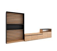 Skraut Home | Muebles de Salón para TV | Conjunto de Muebles Comedor | 360x186x35cm | para TV hasta 65" | Mueble Televisión | Estilo Moderno | Roble y Negro