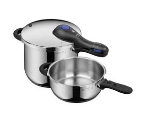 Conjunto de Olla Rápida WMF Perfect Plus 6,5 L + 3 L - Alta Resistencia en Acero Inoxidable Cromargan 18/10 con Sistema de Seguridad Avanzado