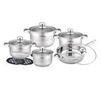 Conjunto de ollas de acero inoxidable Cheffinger® de 12 piezas, apto para todo tipo de cocinas. Producto nuevo