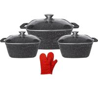 Conjunto de ollas para cocinar, sartén cuadrada, 6 piezas, olla para inducción, aluminio, fundición, revestimiento de mármol