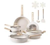 Conjunto de ollas y sartenes de inducción VEVOR (17 piezas) con tapas de vidrio, utensilios de cocina antiadherentes, ollas para cocinar con inducción