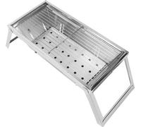 Conjunto de parrilla portátil de madera, acero inoxidable, ideal para la playa, camping y picnics
