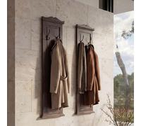 Conjunto de perchero de pared T33, panel de perchero para pared, ganchos de madera para pared, 109x28x4 cm, color marrón envejecido