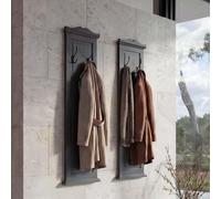 Conjunto de perchero de pared T33, panel de perchero para pared, ganchos de madera para pared, 109x28x4 cm, color gris oscuro (lacado)