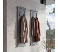 Conjunto de perchero de pared T33, panel de perchero para pared, ganchos de madera para pared, 109x28x4 cm, color gris envejecido