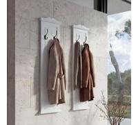Conjunto de perchero de pared T33, panel de perchero para pared, ganchos de madera para pared, 109x28x4 cm, color blanco (pintado)