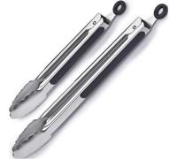 Conjunto de pinzas de cocina Ibenzoa® (2 unidades) – 23 cm y 31 cm, acero inoxidable con mangos de silicona resistentes al calor, sistema de bloqueo, pinzas seguras para asar a la parrilla y servir