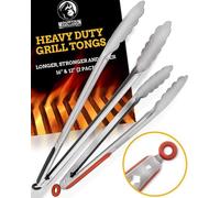 Conjunto de pinzas para parrilla Famanu (2 unidades - 30 y 40 cm) - Pinzas multifuncionales con clip de seguridad, antideslizantes y resistentes al calor