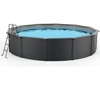 Conjunto de piscina elevable Steinbach, piscina de acero Nuovo de Luxe II, con skimmer, dimensiones Ø 460 x 120 cm, incluye boquilla de entrada, escalera y plataforma