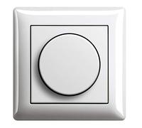 Conjunto de regulador de intensidad giratorio LED EBROM con marco GIRA, blanco brillante.