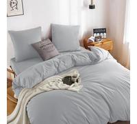 Conjunto de sábanas para cama de 135x200 cm, marca Ibenzoa®, 100% microfibra cepillada, 130 g/m², color gris claro – incluye funda de almohada de 80x80 cm, transpirable, cremallera YKK, certificado