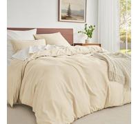 Conjunto de sábanas Unyqoos®, suave y confortable, color beige. Fabricado con microfibra de alta calidad, cierre con cremallera invisible y 6 sujetadores de esquina para un ajuste seguro