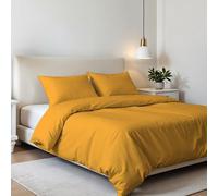 Conjunto de sábanas y fundas de edredón amarillas elegantes para cama de matrimonio