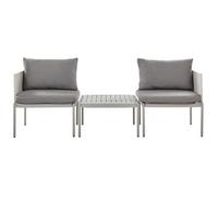 Conjunto De Sala De Estar 2 Plazas Modular De Metal Gris Claro Sofás Cojines Mesa Terracina