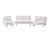 Conjunto De Sala De Estar De Tela Sofás De 3 Plazas 2 Plazas Y 1 Plaza Con Función De Cama Desplegable Blanco Crema Jerslev
