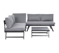 Conjunto De Sala De Estar Esquinero 5 Plazas De Metal Gris Oscuro Negro Coccorino