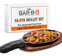 Conjunto de sartenes para fajitas Silecomplaza Premium, de hierro fundido, pre-quemadas, con revestimiento antiadherente, base de madera, mango de tela, placa para carne, ideal para cocinar diversos a