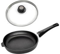 Conjunto de sartenes Silecomplaza Guss, con tapa de vidrio, diámetro 24 cm. Sarten de aluminio con borde plano de 5 cm, mango desmontable y revestimiento antiadherente. No apta para inducción. Fabrica