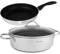 Conjunto de sartenes Silecomplaza para inducción, que incluye una sartén para cocinar y una sartén para servir, ambas con un diámetro de 28 cm