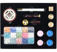 Conjunto de sellos de cera, calentador de cera, cuchara para fundir, perlas para sellos, set de sellos para sobres navideños, sellos con forma de perlas para sobres de regalos