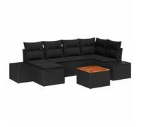 Conjunto De Sofá De Jardín 7 Pcs Negro Vidaxl
