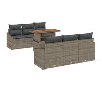 Conjunto De Sofá De Jardín Con Cojín Manual 7 Pcs Gris Y Marrón Vidaxl