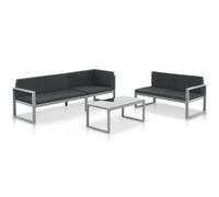 Conjunto de sofá de jardín de 3 piezas con cojines de aluminio negro