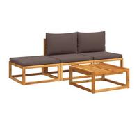 Conjunto De Sofá De Jardín De 4 Piezas Con Cojines De Madera De Acacia Y Cuerda Vidaxl